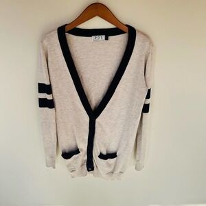 POL size S oversized cream and dark navy academic boyfriend sweater v neck
